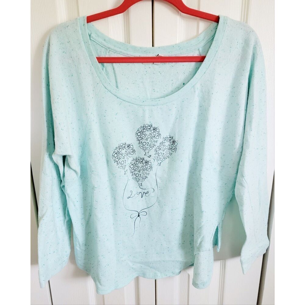 True Freedom Jr.โXL Ltโ Blue Sweater Sweatshirt Love Theme Slit Sides Scoop Neck